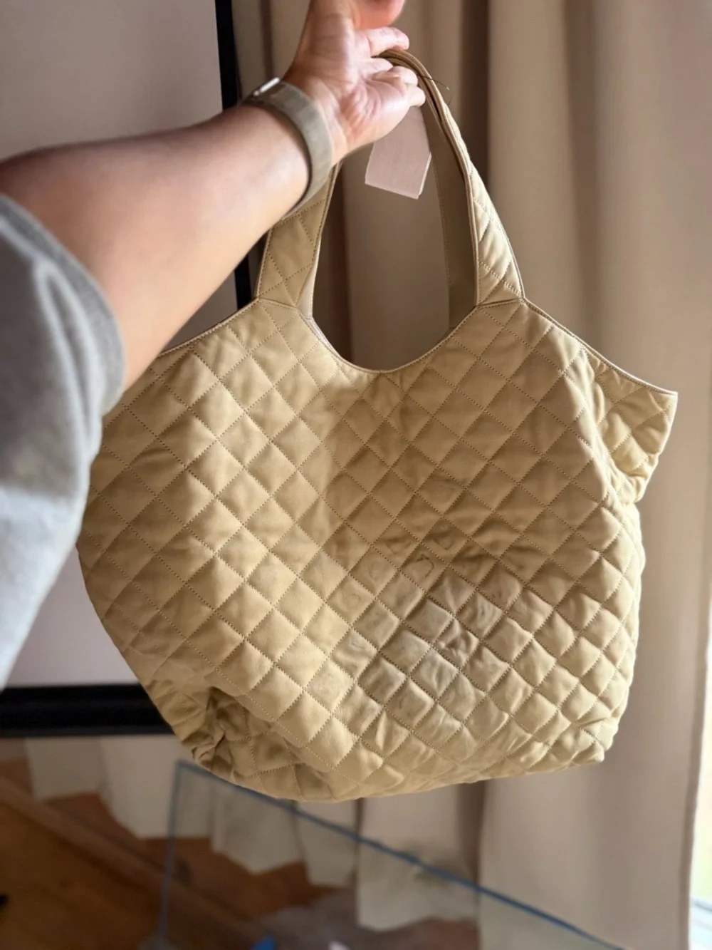 Saint Laurent Quilted Tote in Olive with Gold YSL Hardware - Picture 8 of 8